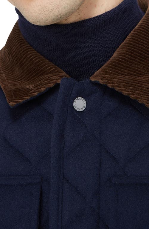 Shop Bugatchi Diamond Quilted Field Jacket In Navy