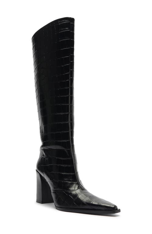 Schutz Raffaela Up Pointed Toe Knee High Boot In Black
