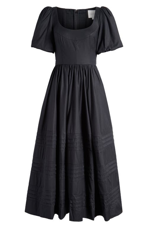 Shop Reformation Everlyn Puff Sleeve Stretch Organic Cotton Maxi Dress In Black