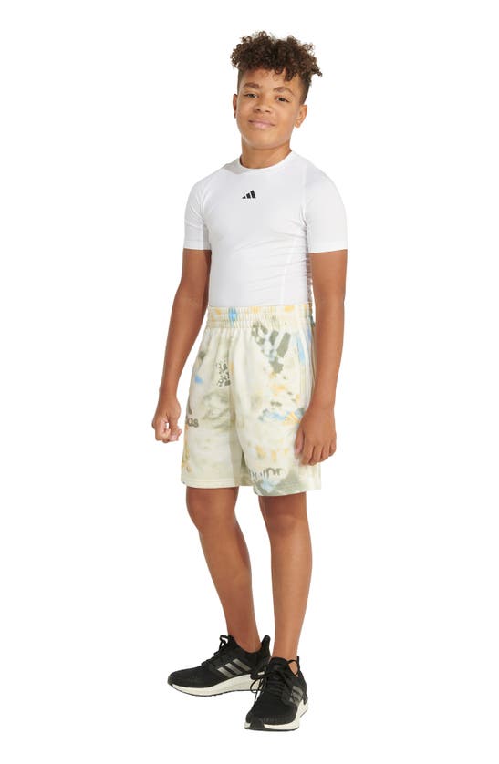 Shop Adidas Originals Kids' Allover Logo Wash French Terry Shorts In Off White