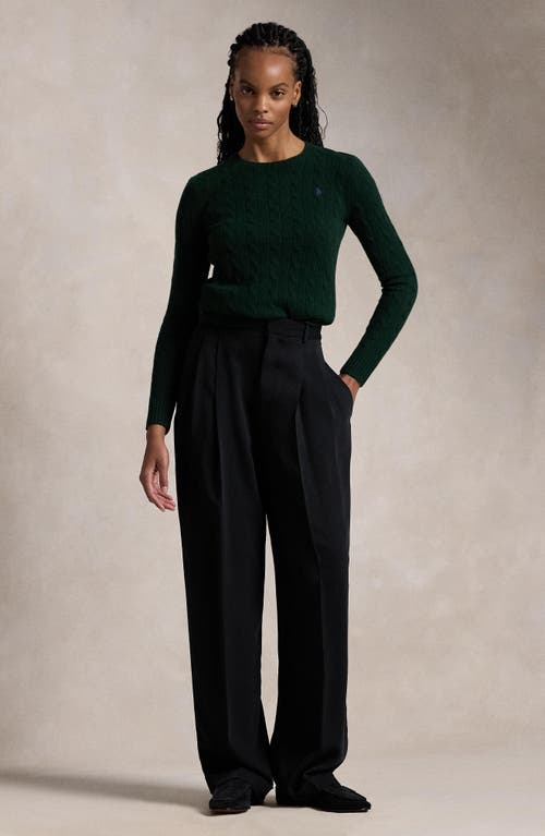 Polo Ralph Lauren Wool And Cashmere Cable Knit Crew Neck Sweater In Moss Agate