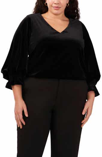 CeCe Long Sleeve Velvet Top Nordstrom