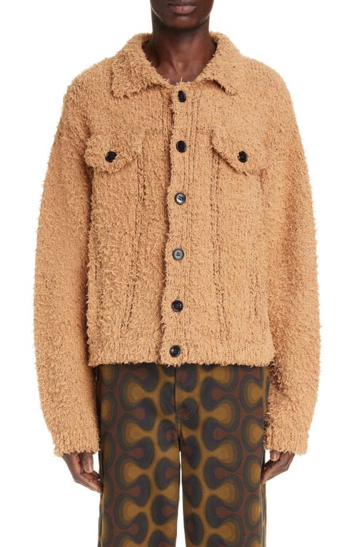 Dries Van Noten Misto Fluffy Sweater Jacket Camel at Nordstrom,