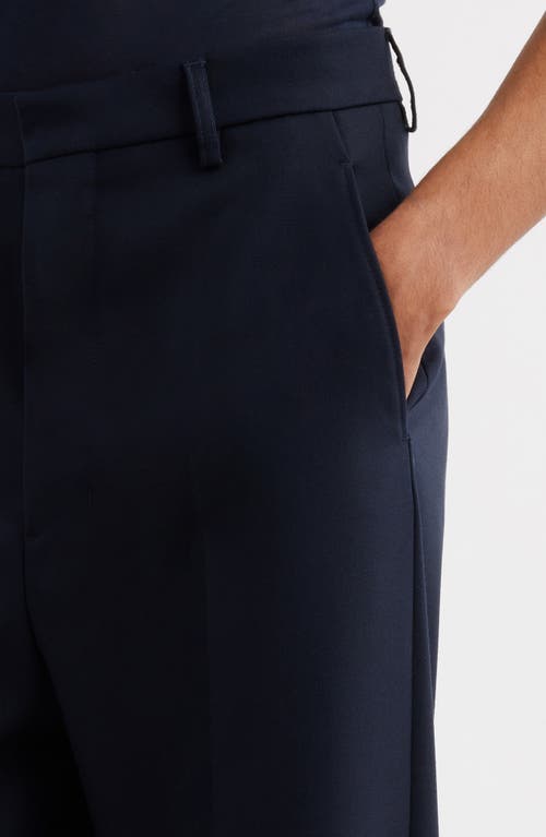 Shop Ami Alexandre Mattiussi Ami Paris Wool Gabardine Wide Leg Pants In Navy Blue/4011