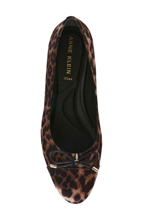 Shop Anne Klein Luci Cap Toe Ballet Flat In Leopard Satin