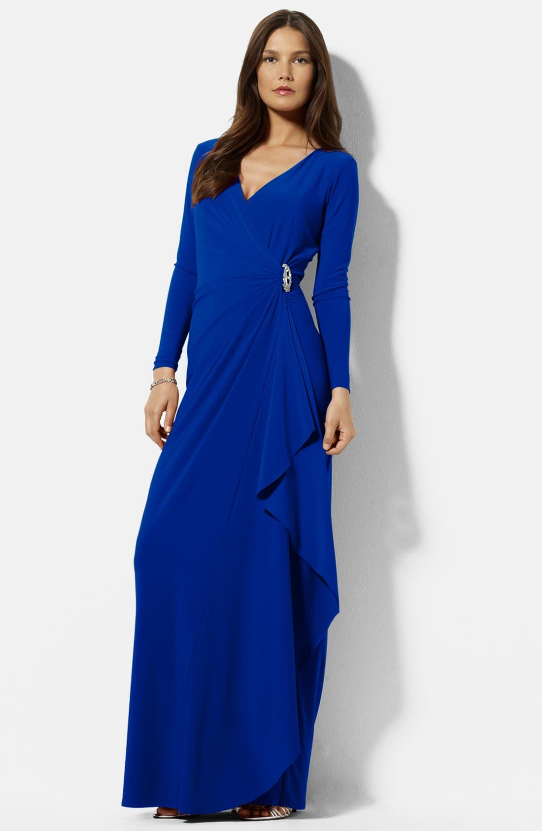 Lauren Ralph Lauren Embellished Side Drape Jersey Gown Nordstrom
