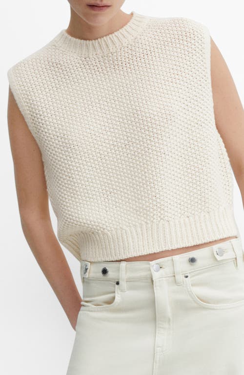 Shop Mango Chunky Stitch Crop Crewneck Sweater Tank In Light Beige