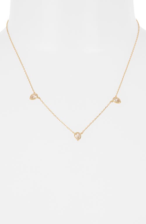 Argento Vivo Sterling Silver Cz Teardrop Station Chain Necklace In Gold
