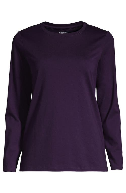 Shop Lands' End Relaxed Supima Cotton Long Sleeve Crew Neck T-shirt In Blackberry