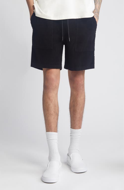Elastic Waist Corduroy Shorts in Black