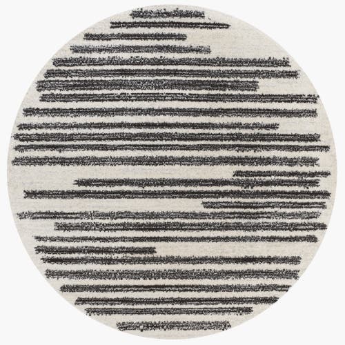 Jonathan Y Khalil Modern Berber Stripe Round Area Rug In Cream/black