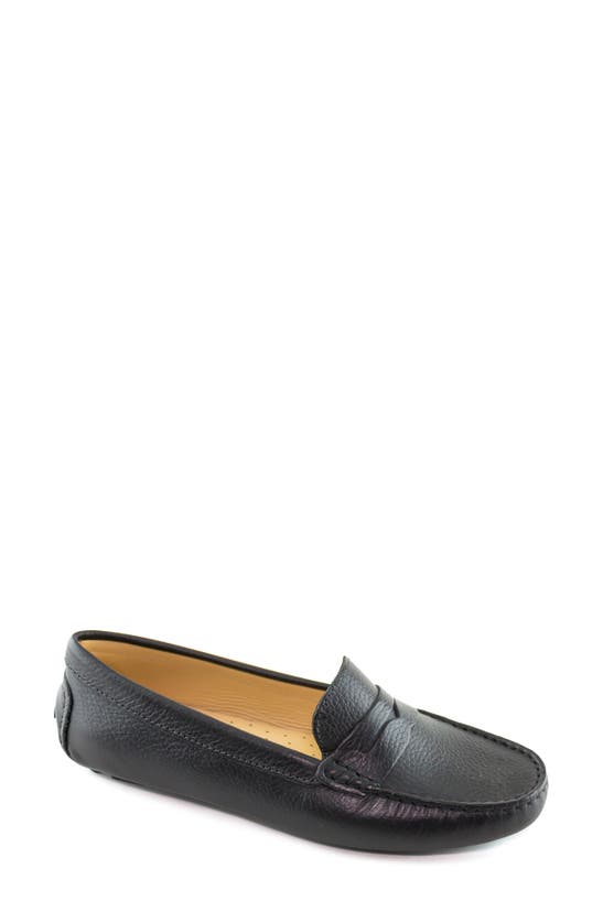 Driver Club Usa Naples Moc Toe Penny Driving Loafer In Black Grainy Penny