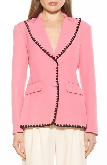 Alexia Admor Contrast Embroidered Blazer In Pink