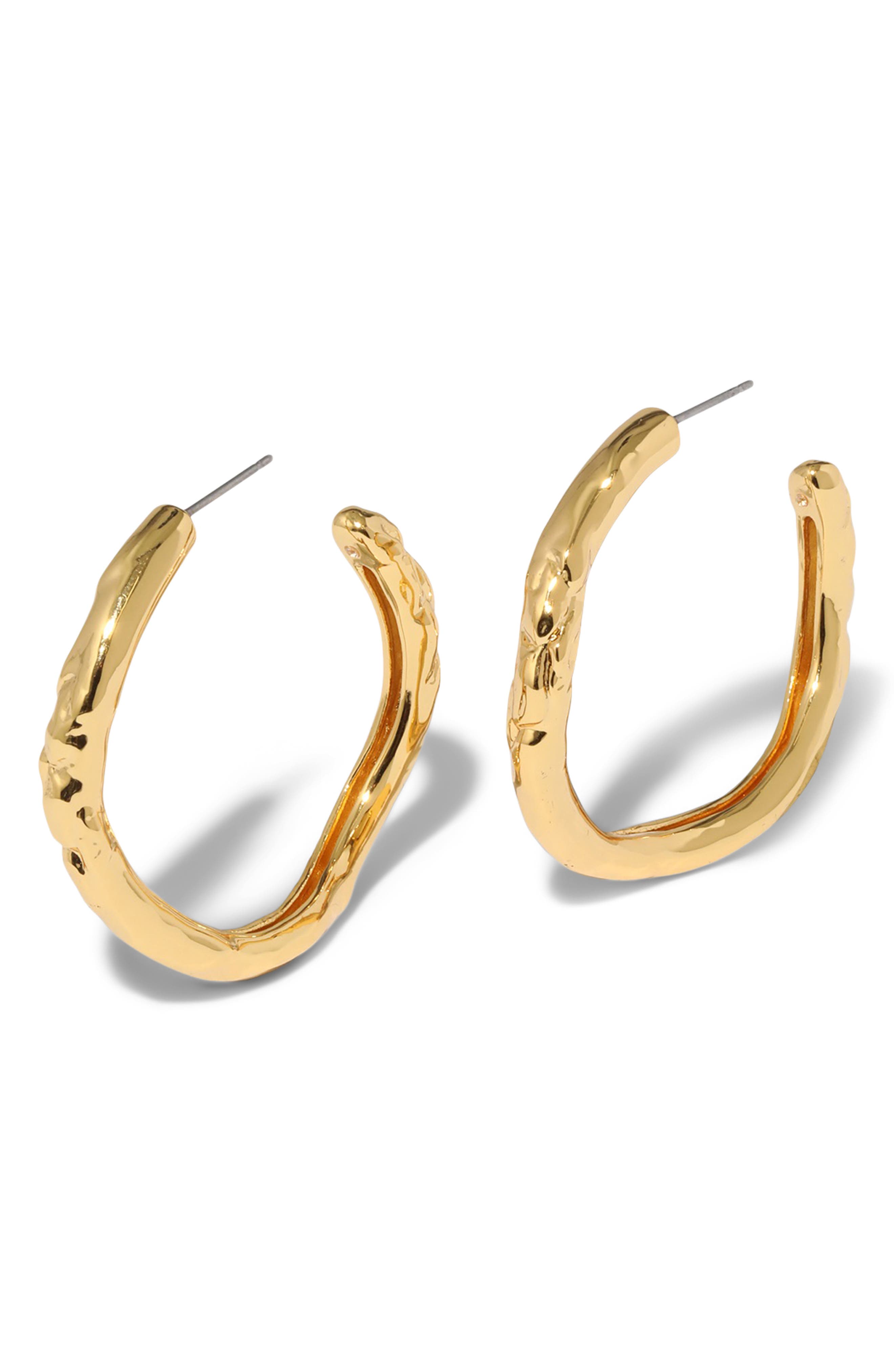 Alexis Bittar Brut Textured Tube Hoop Earrings in Gold 