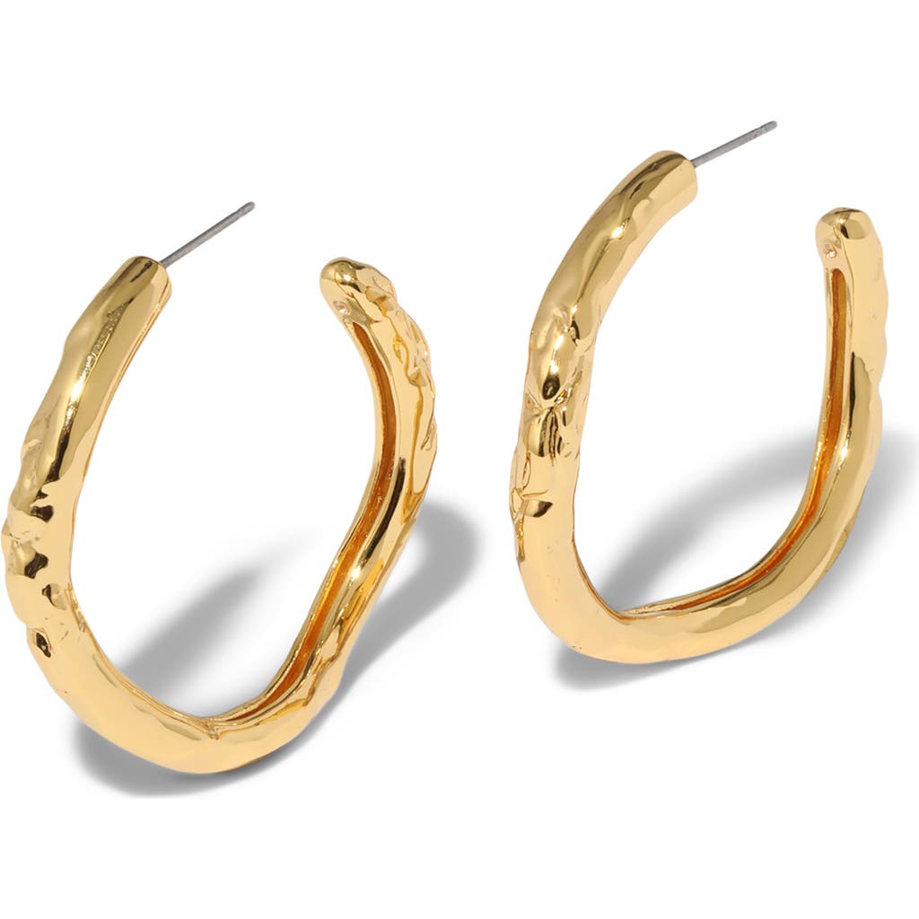 Alexis Bittar Brut Textured Tube Hoop Earrings in Gold
