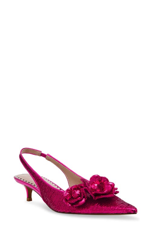 Betsey Johnson Aurorra Slingback Pointed Toe Kitten Heel Pump in Fuchsia 