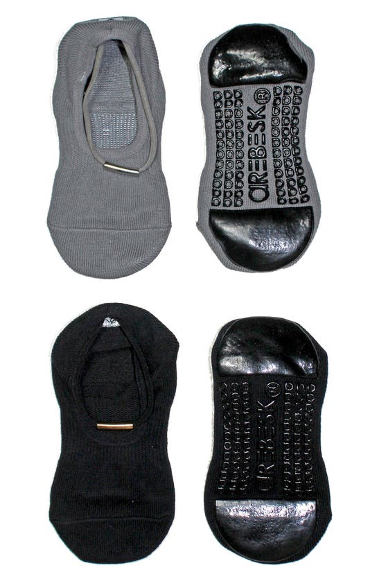 Arebesk Goddess Assorted 2-pack Closed Toe Grip Socks In Black - Gray