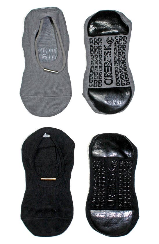 Shop Arebesk Goddess Assorted 2-pack Closed Toe Grip Socks In Black - Gray