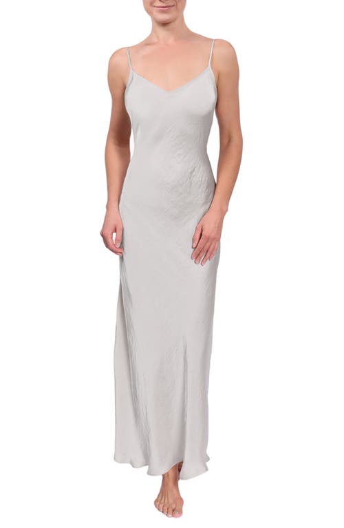 Everyday Ritual Angelina Satin Slip Nightgown Oyster Grey at Nordstrom,