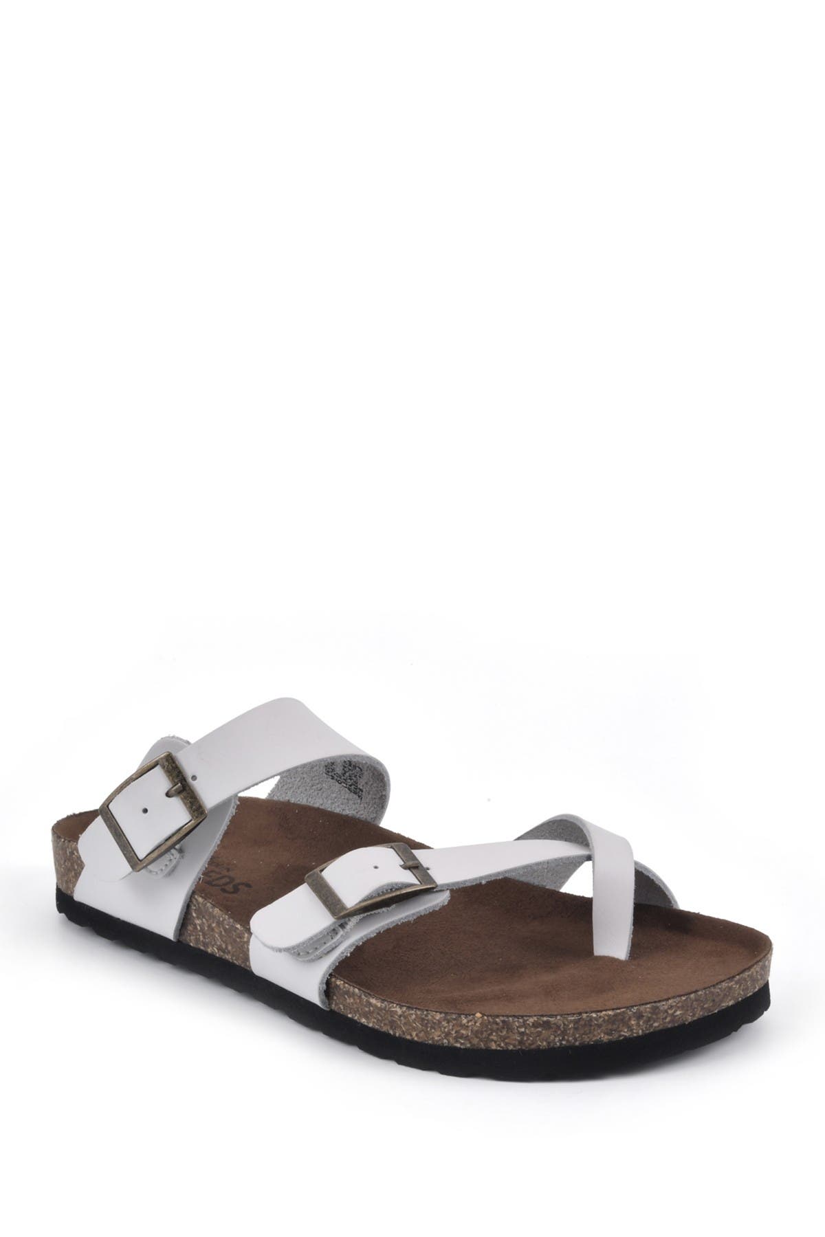 White Mountain Footwear Gracie Double Buckle Sandal In White/leather