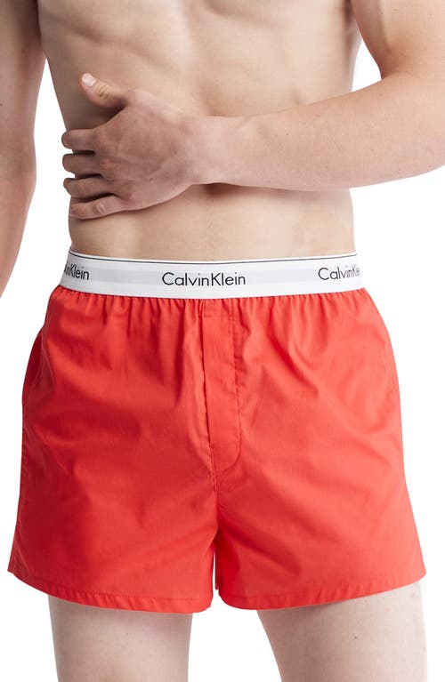 Calvin Klein Modern Woven Cotton Boxers in 5G6 Orange Odys