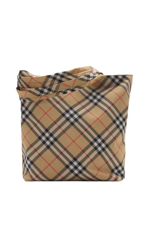 Burberry Check Tote In Sand