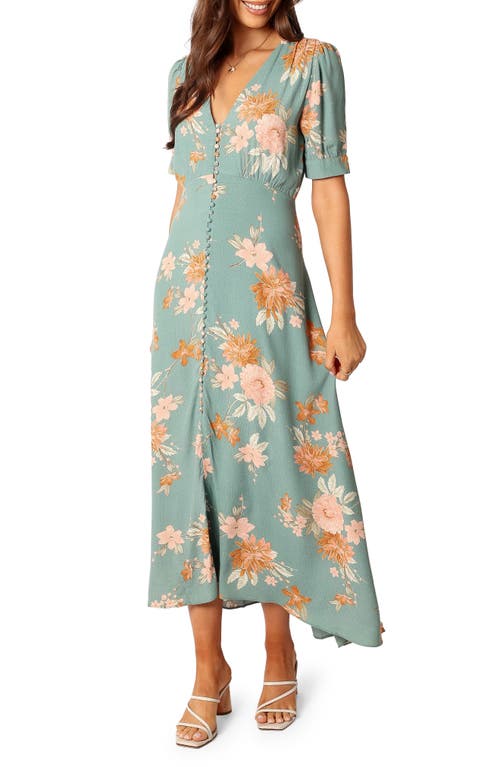 Petal & Pup Frampton Floral Short Sleeve Dress Blue at Nordstrom,