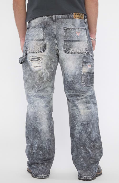 Guess Originals Mending Ripped Wide Leg Jeans In Blue