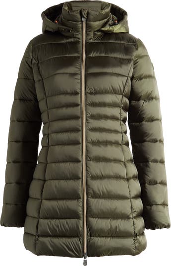 Reese Beige Quilted Nylon Long Ecological Down Jacket Save The Duck Woman