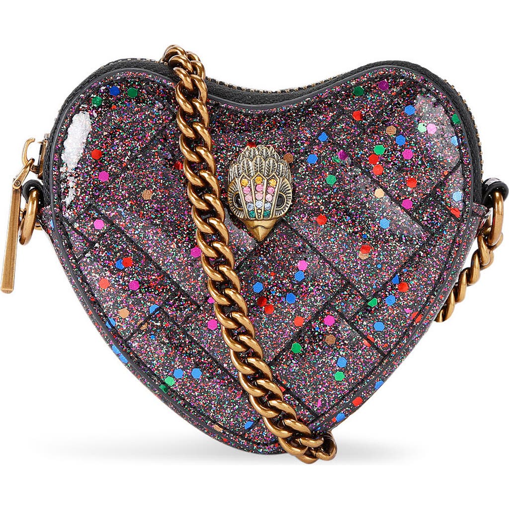 Shop Kurt Geiger London Micro Heart Quilted Crossbody Bag In Charcoal