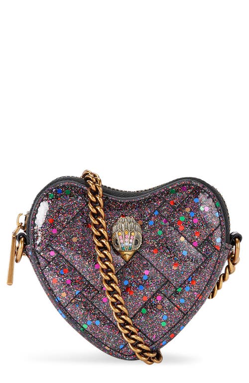 Shop Kurt Geiger London Micro Heart Quilted Crossbody Bag In Charcoal