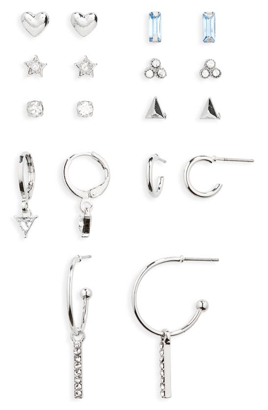 Shop Bp. Set Of 9 Pair Earrings In Silver