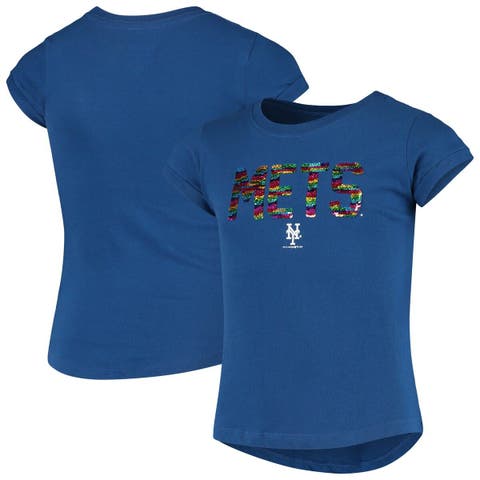 Tennessee Titans New Era Girls Youth Reverse Sequin Wordmark V-Neck T-Shirt  - Navy