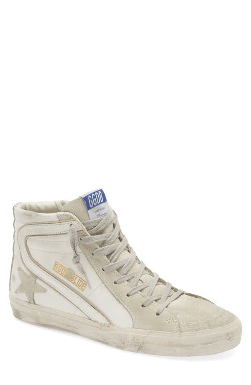 Golden Goose Slide High Top Trainer In White/ice