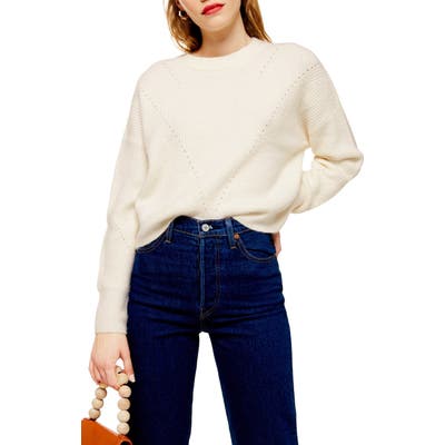 Topshop Crop Sweater, Ivory