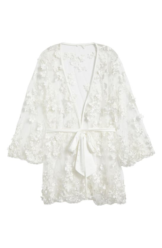 Shop Kilo Brava Floral Embroidered Short Robe In White