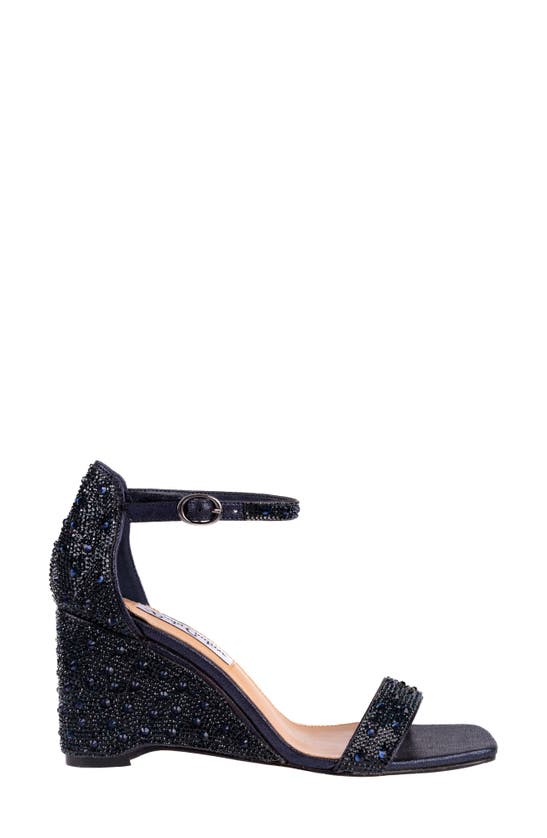 Shop Lady Couture Kloe Crystal Embellished Wedge Sandal In Navy