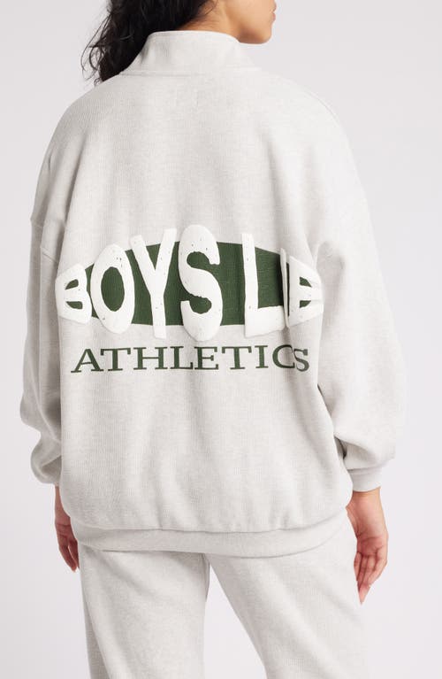 Shop Boys Lie Athletics Cotton Henley Graphic Sweatshirt In Grey