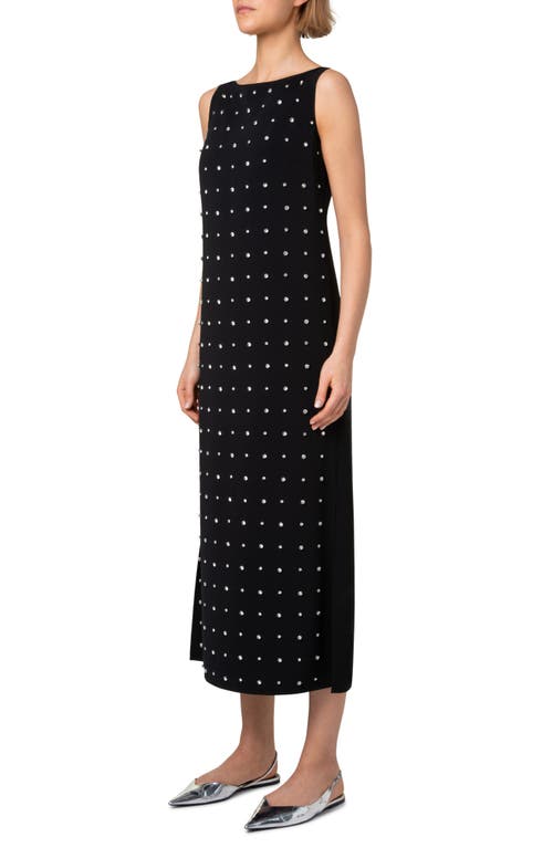 Shop Akris Punto Crystal Stud Sleeveless Midi Dress In Black