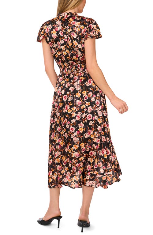 Shop Cece Floral Print Midi Dress In Rich Black