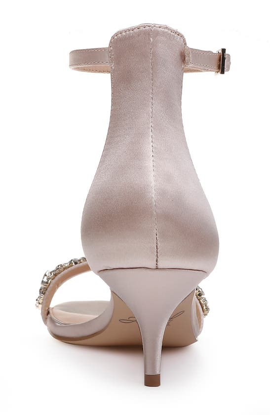 Jewel Badgley Mischka Dash Embellished Halo Strap Sandal In Champagne Satin