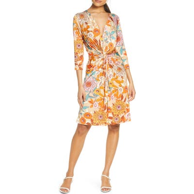 Ilse Jacobsen Floral Twist Jersey Dress, Orange