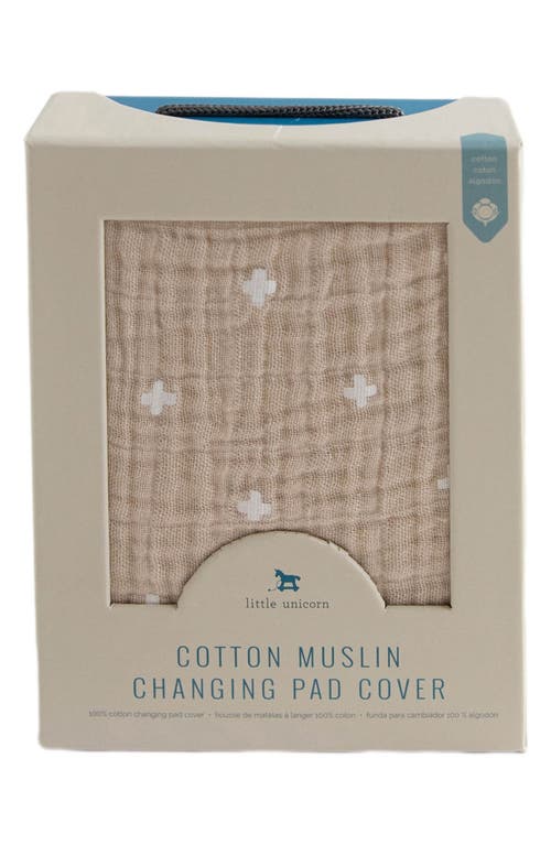 little unicorn Cotton Muslin Changing Pad Cover in Taupe Cross at Nordstrom