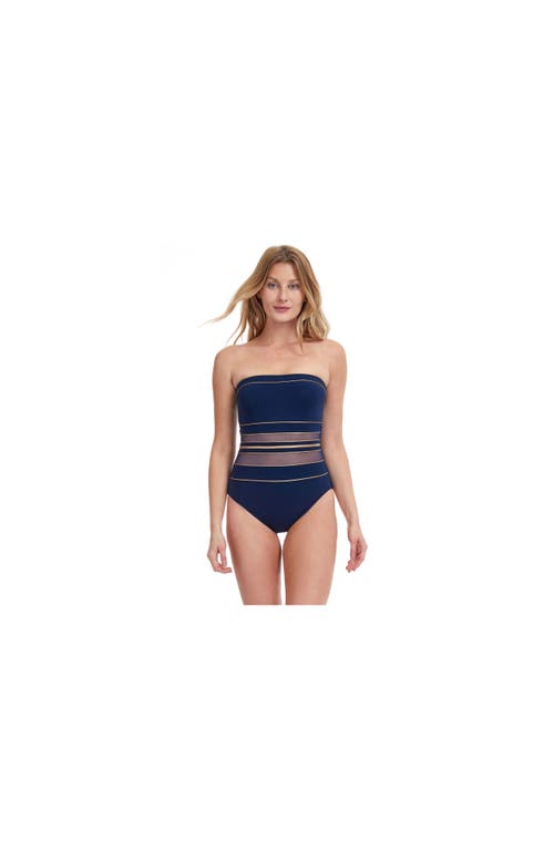 Onyx Bandeau one piece Swimsuit in Navy/gold