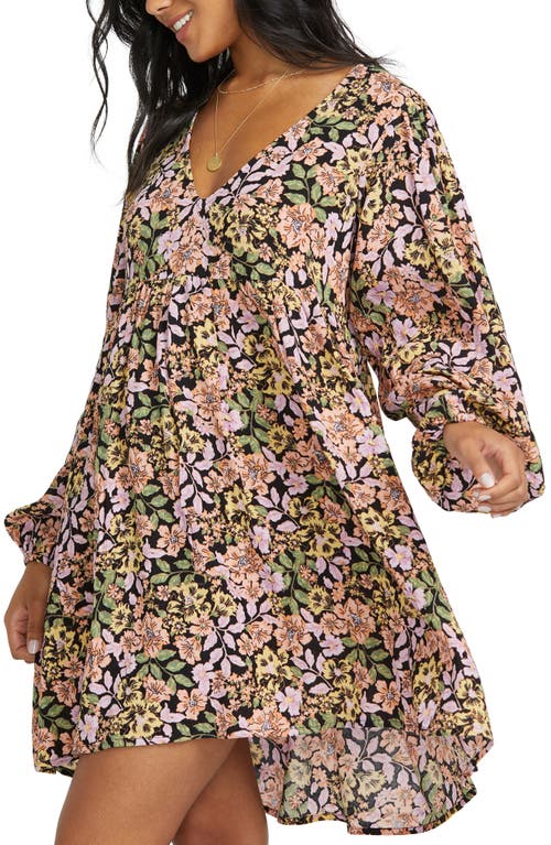 Shop Billabong Easy Livin' Floral Long Sleeve High-low Dress In Green Floral Multi