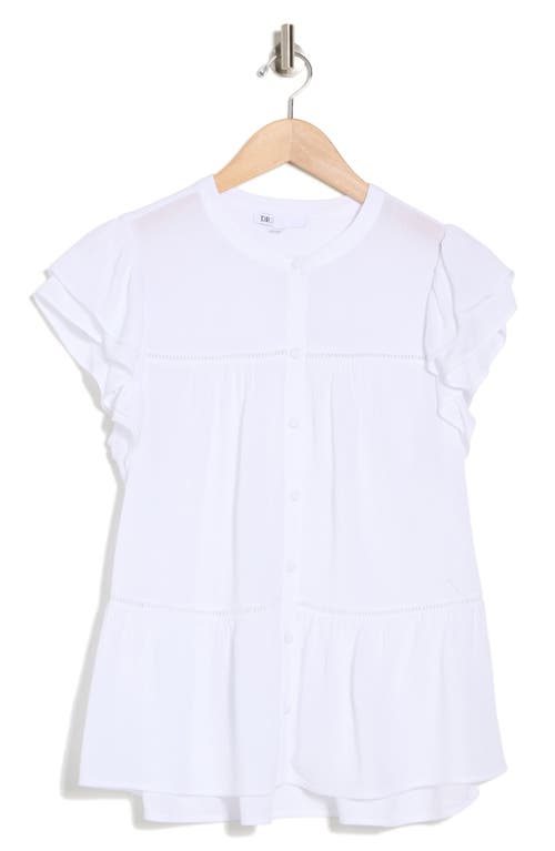 Shop Dr2 By Daniel Rainn Flutter Sleeve Button-up Shirt In New White
