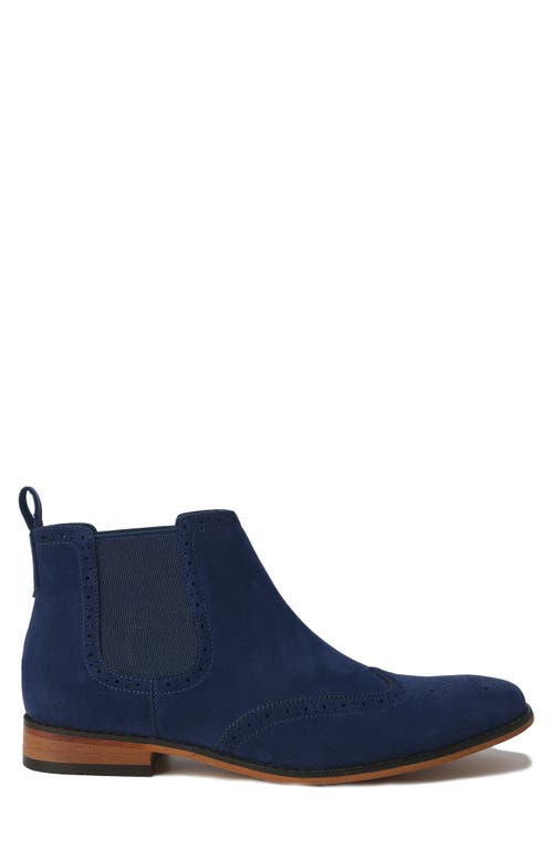 Gino Vitale Wingtip Chelsea Boot In Blue