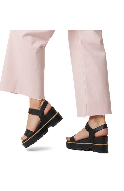 Sorel Joani Leather Grip Comfort Sandals In Black/sea Salt