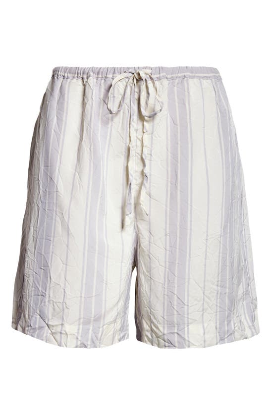 Bite Studios Portico Stripe Rumpled Satin Drawstring Shorts In Glicine