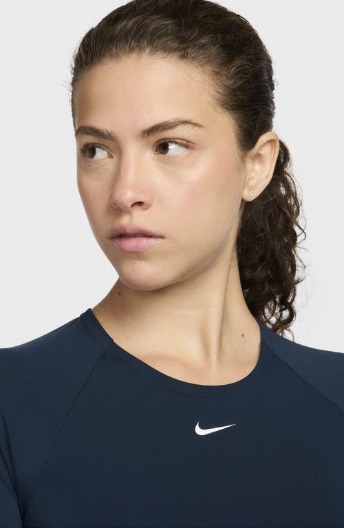 Nike Pro 365 Dri-fit Long Sleeve Crop Top In Armory Navy/black/white